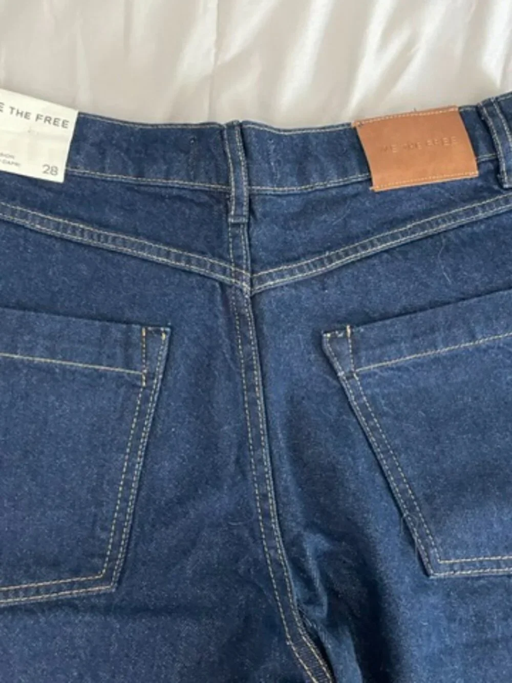 Free People Dark Blue High-Waist Denim Shorts